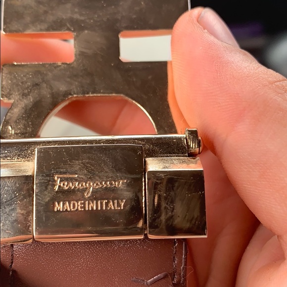 Ferragamo belt gold with brown leather - Picture 5 of 5